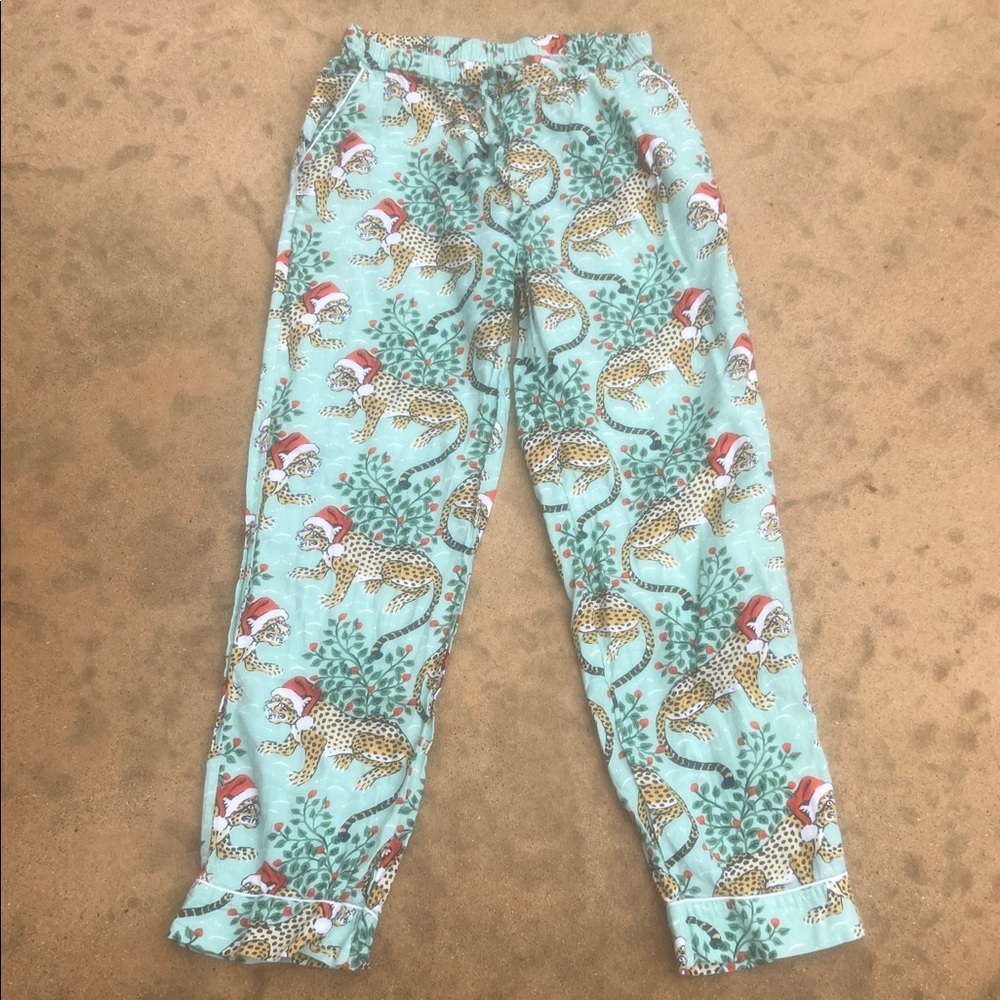 Print Fresh Holly Jolly Bagheera Frosted Mint Flannel Pajama Pant Womens Size XS